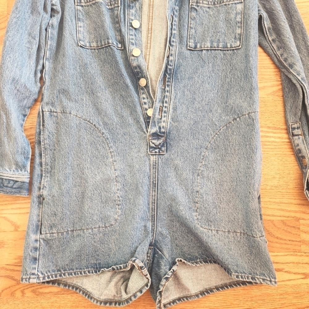 EUC Madewell Denim Long Sleeve Romper, Size S - Picture 3 of 8